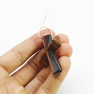 | Tiger Eye Gemstone Pendant - Genuine Healing Crystal Crosses with Copper Wire for Necklace | Willpower, Protection, Prosperity Choker - Jewelry Gift for Mens, Womens,