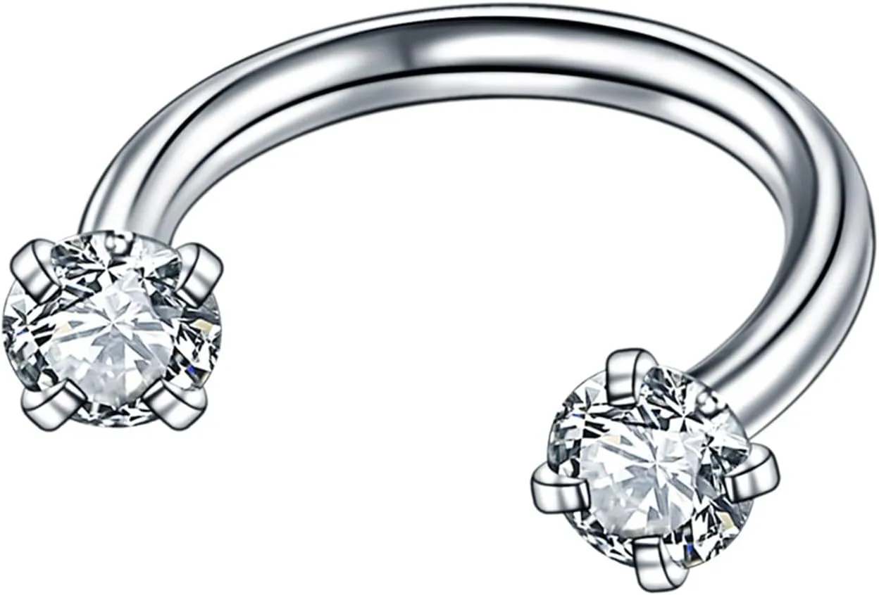 1 PCS Nose Hoop Earrings, Silver Nose Rings for Men Stainless Steel C-Band Zircon Piercing Jewelry for Women