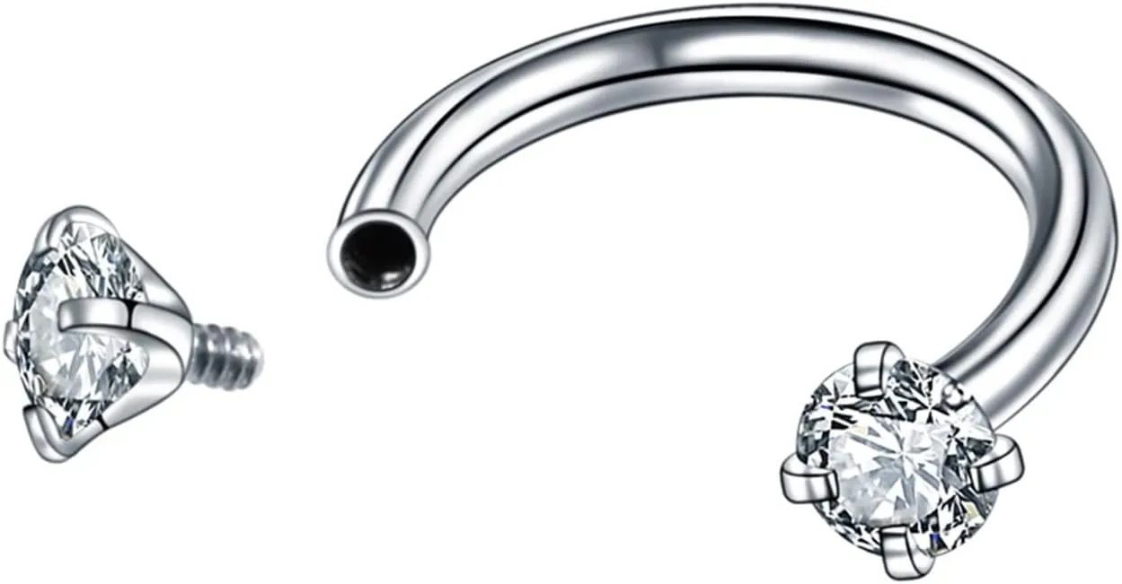 1 PCS Nose Hoop Earrings, Silver Nose Rings for Men Stainless Steel C-Band Zircon Piercing Jewelry for Women