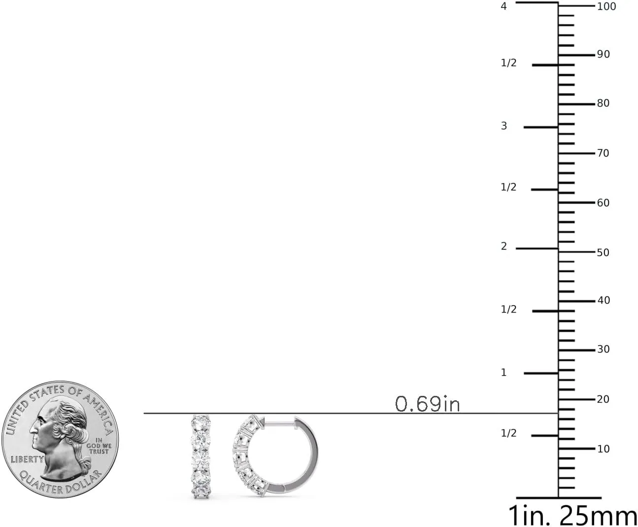 1 to 4 Carat Lab Grown Diamond 5 Stone Hoop Earrings for Women I 14k White Gold Hoops (E-F, VS1, cttw) Hinged Hoop Earrings by Privosa Fine Jewelry