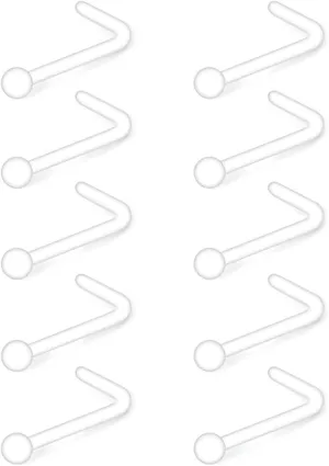 10 PCS Nose Piercing Stud Kit, Clear Nose Ring Acrylic Piercing Jewelry with L Shape and Comfort Fit Piercing Jewelry Nose Ring