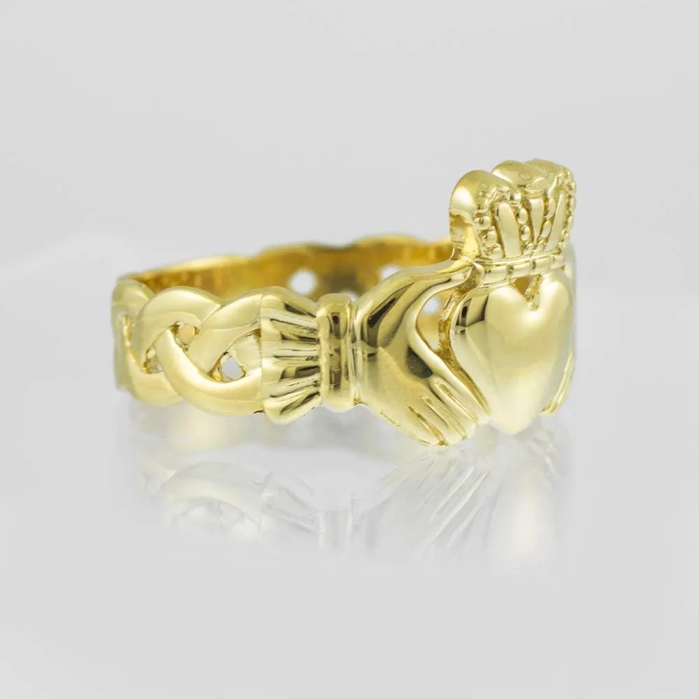 10k Gold Mens Claddagh Trinity Band Ring
