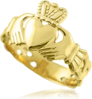 10k Gold Mens Claddagh Trinity Band Ring