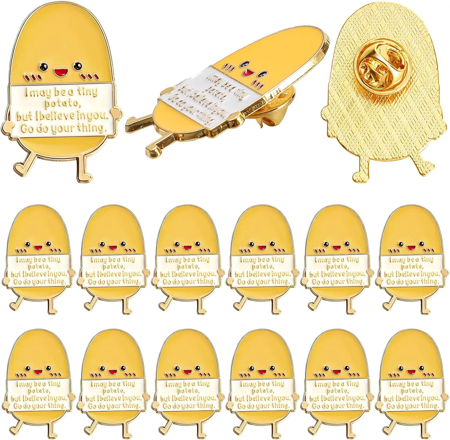 12 Pcs Inspirational Enamel Pin Tiny Potato Motivational Lapel Pin Cute Brooch for Clothes, Backpack, Jacket Funny Gift for Women, Friends for White Day Women's Day