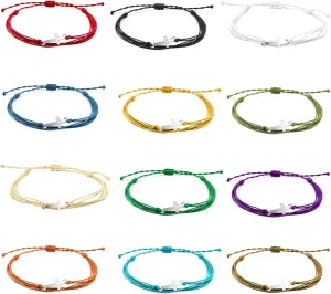 12 Pcs Small Cross Cord Bracelet for Women Men, Friendship Cross Bracelet Bulk, Adjustable Nylon Rope Braided Bracelet, Christian Handmade Bracelets Gift for Women and Men Multi Colors