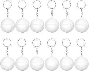 12 Pcs Sport Ball Keychains Volleyball Key Chains Stress Ball Keychains for School Carnival Reward Prizes Party Bag Gift Fillers Purse Charms