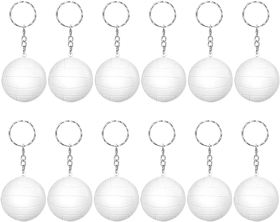 12 Pcs Sport Ball Keychains Volleyball Key Chains Stress Ball Keychains for School Carnival Reward Prizes Party Bag Gift Fillers Purse Charms