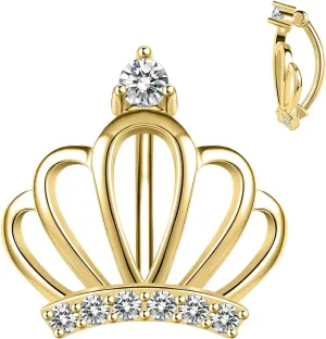 14G 925 Sterling Silver Clicker Belly Button Ring Crown Shape Belly Barbell Piercing 10/12mm Reverse Curved Hoop Navel Barbell Piercing Jewelry Silver Gold 1pc