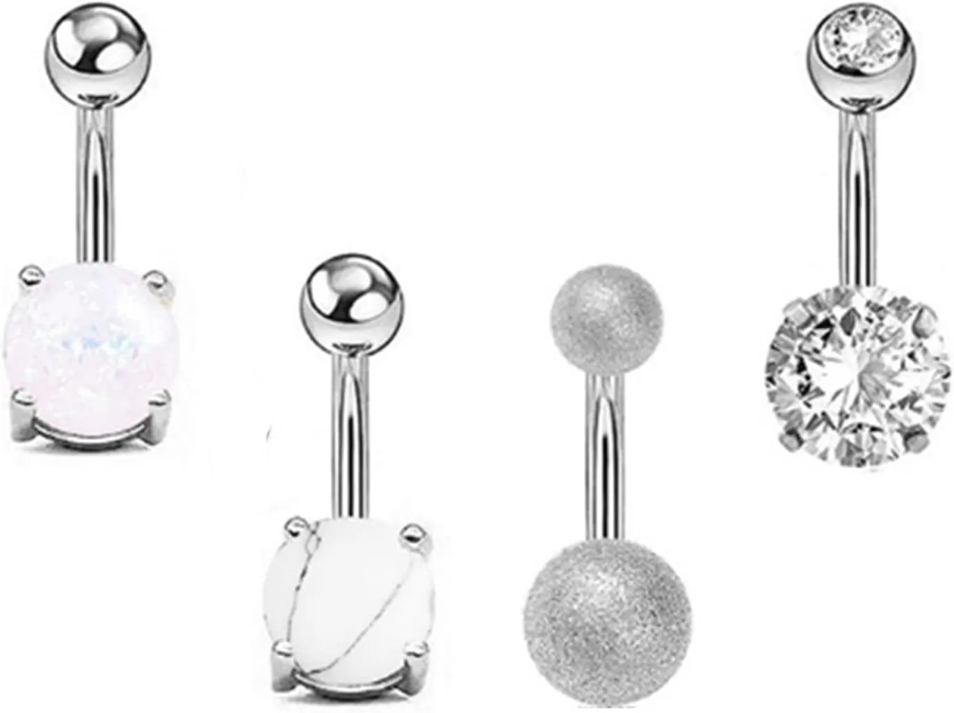 14G Belly Button Rings, Stainless Steel Belly Button Ring Stainless Steel 14G Belly Ring for Women Cubic Zirconia Round Design Party