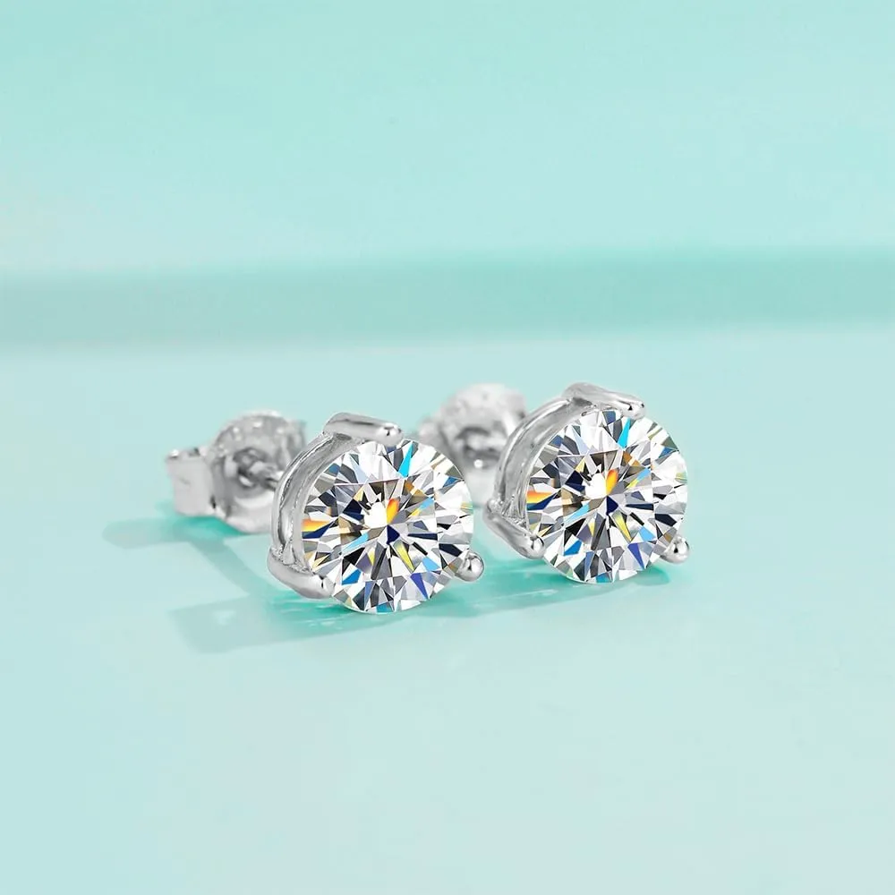 14K Gold 1/2/3ct Diamond Stud Earrings for Women Push Back, D-Color VVS1, Ideal Mother's Day Gift for Mom