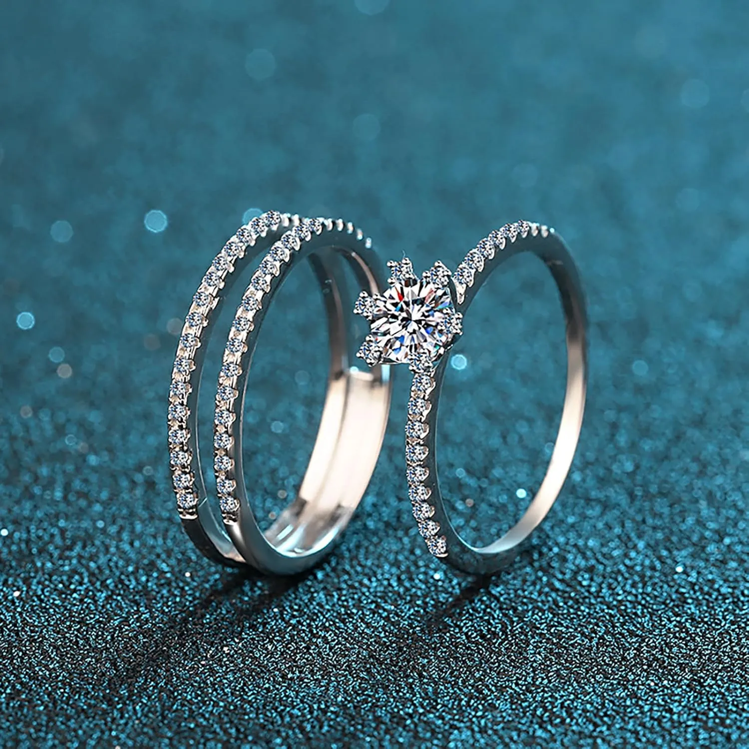 14K Gold 1ct Diamond Three-Stone Women's Bridal Rings Sets, VVS1 D-Color Promise Ring, A great gift for any Valentine's Day