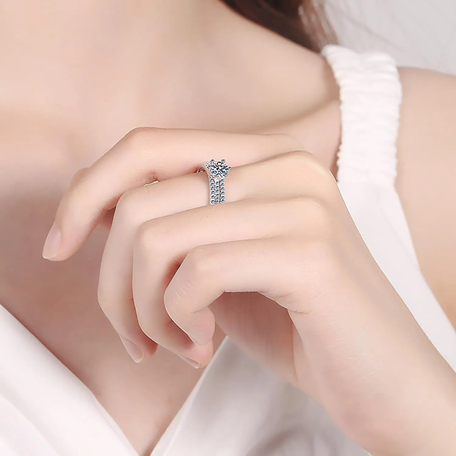14K Gold 1ct Diamond Three-Stone Women's Bridal Rings Sets, VVS1 D-Color Promise Ring, A great gift for any Valentine's Day