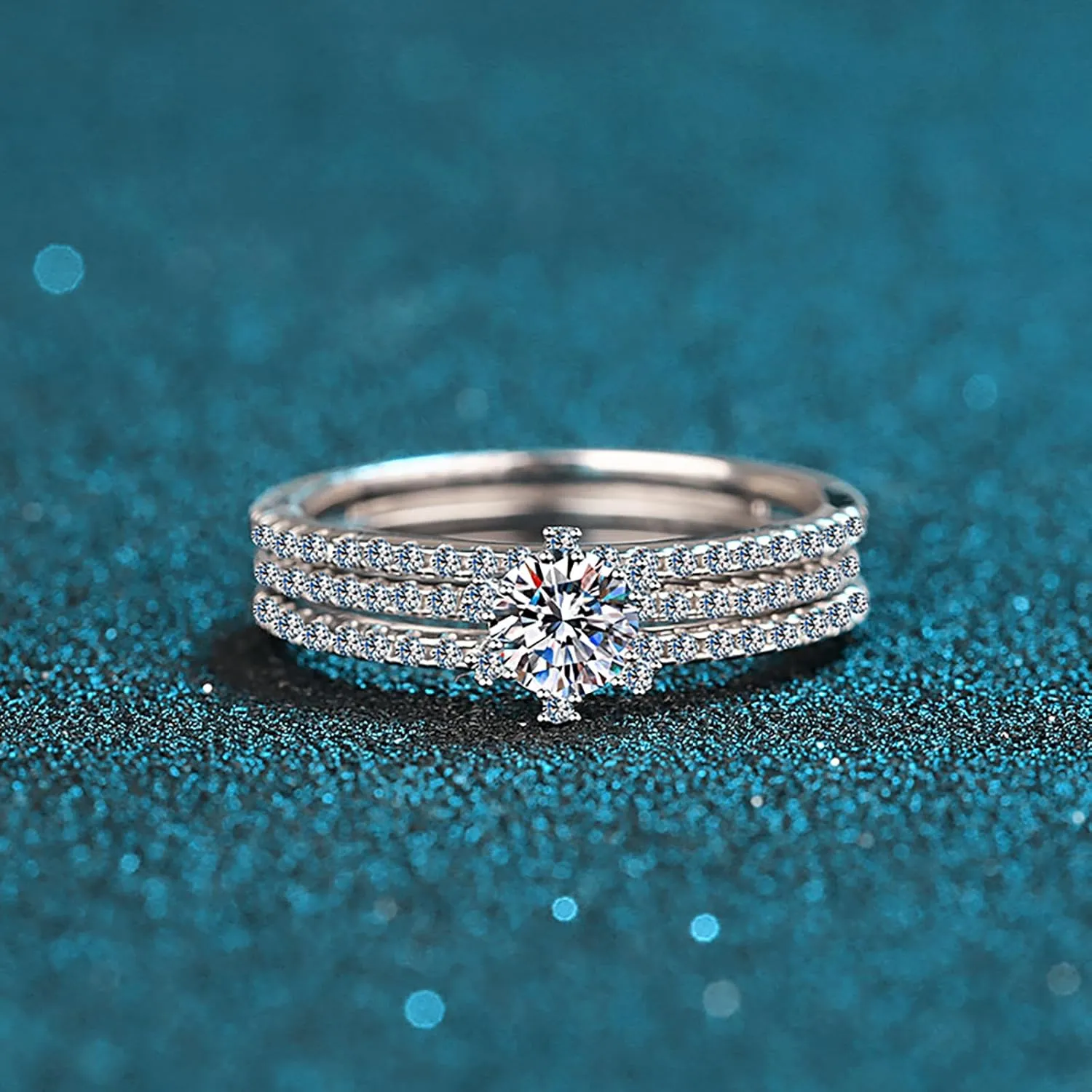 14K Gold 1ct Diamond Three-Stone Women's Bridal Rings Sets, VVS1 D-Color Promise Ring, A great gift for any Valentine's Day