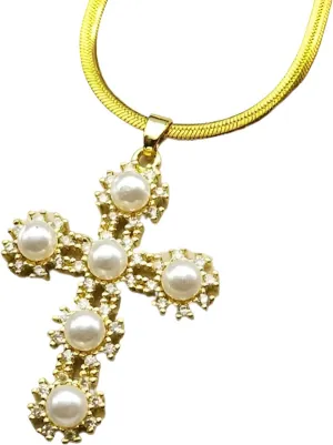 14K Gold Filled Jesus Cross Necklace For Women - 925 Sterling Silver Punk Jesus Christian Cross Pendant Long Necklace, Crucifix Necklace Men Baptism Prayer
