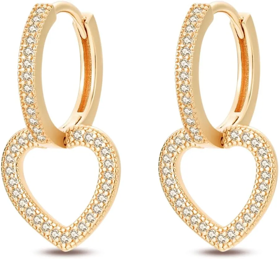 14K Gold Huggie Earrings Plated 925 Sterling Silver Earrings for Women Cubic Zirconia Hypoallergenic Hoop Earrings Fashion Jewelry for Women