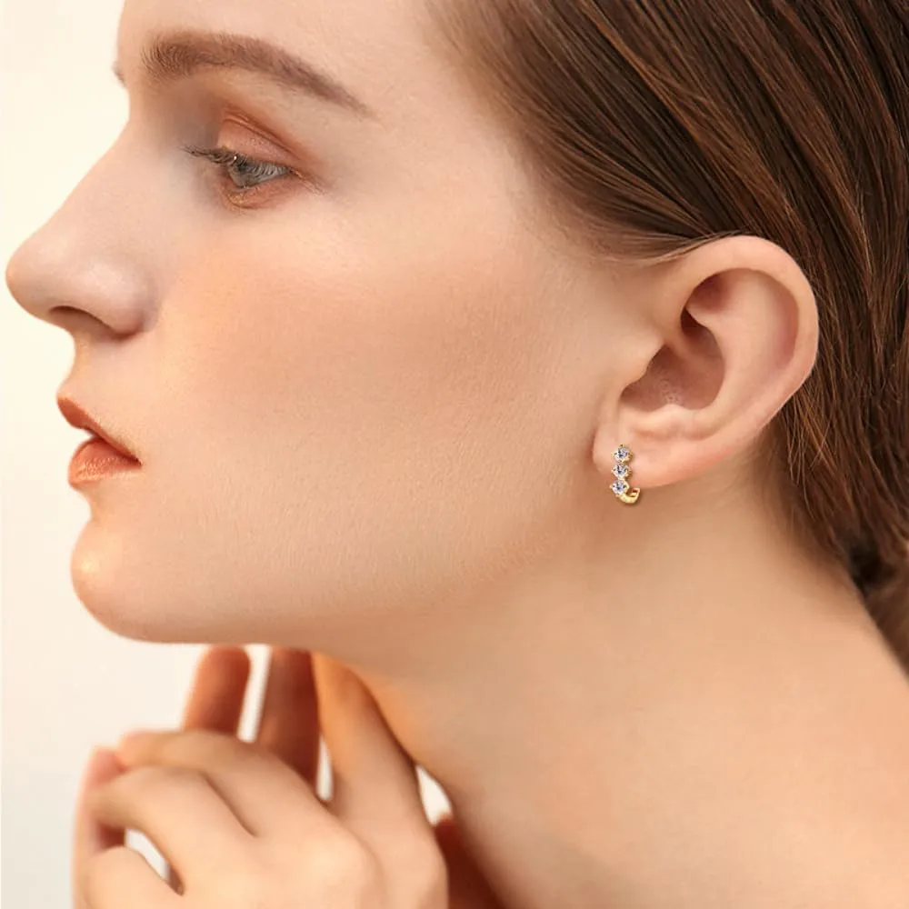 14K Gold Over S925 Sterling Silver 0.6cttw Diamond Hoop Earrings for Women and Men, Unisex Jewelry Gift for Wife and Husband on Valentines Day