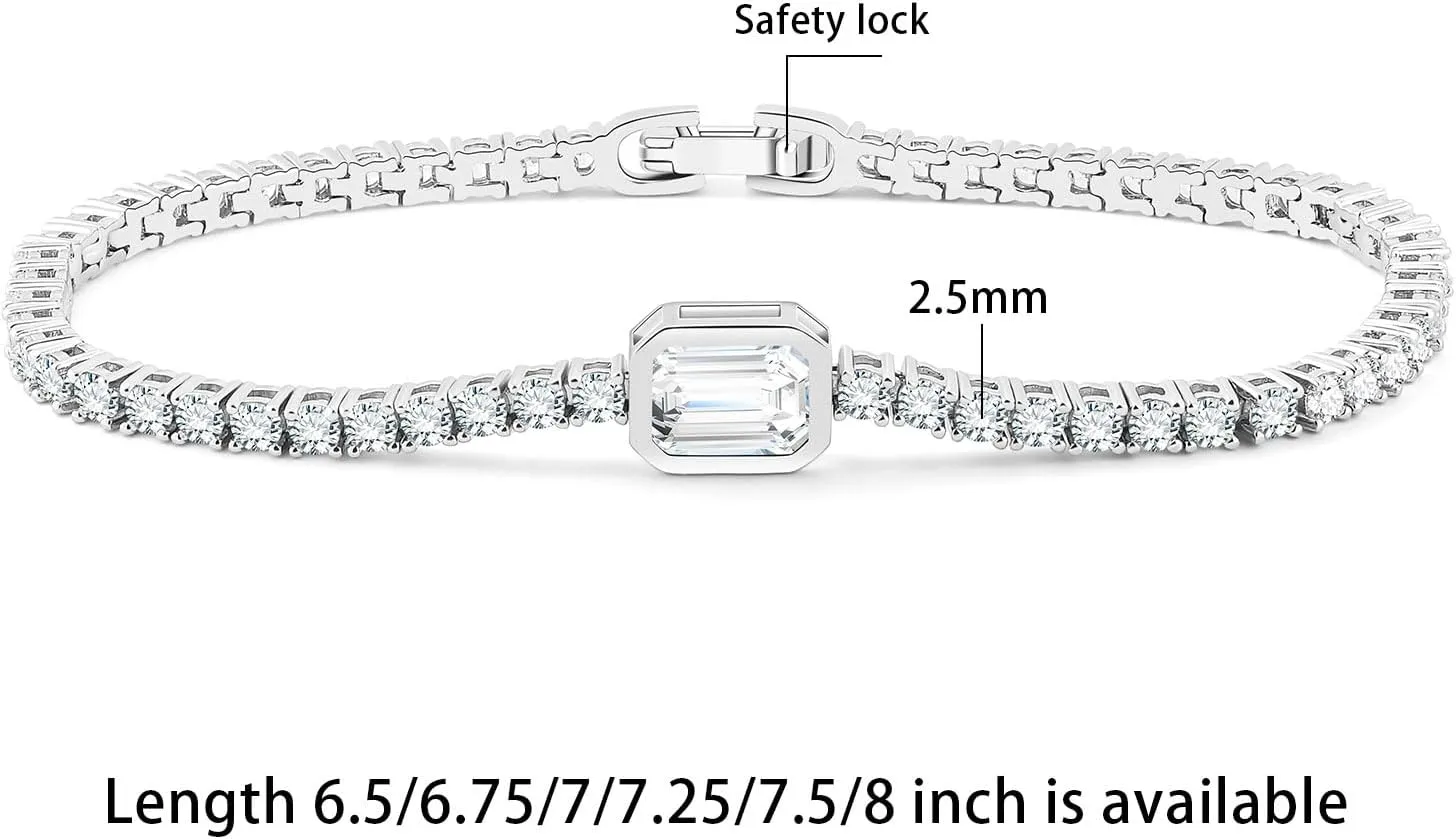 14K Gold Plated 2.5mm CZ Tennis Bracelet For Women and Men Classic Round-cut Simulated Diamond Bracelet Size 6.5-8Inch