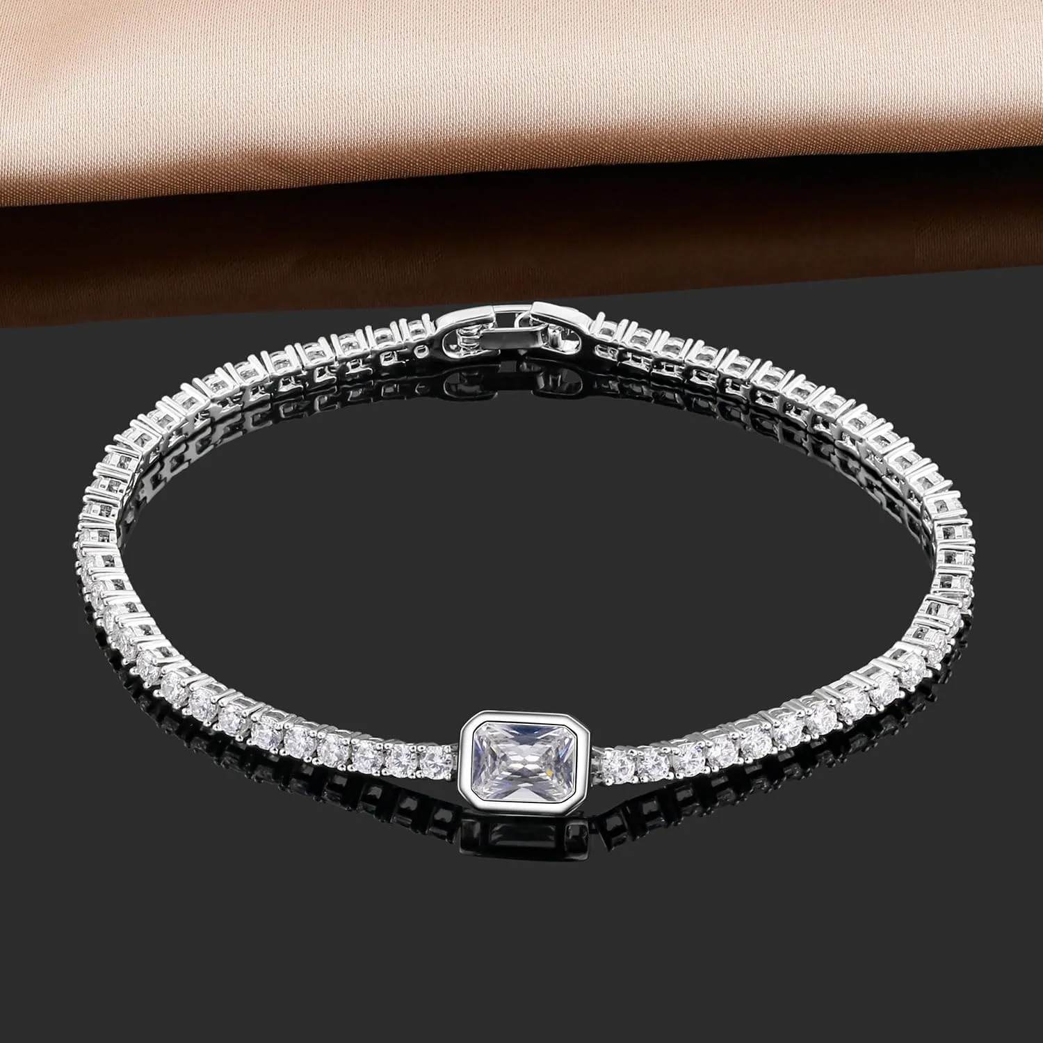 14K Gold Plated 2.5mm CZ Tennis Bracelet For Women and Men Classic Round-cut Simulated Diamond Bracelet Size 6.5-8Inch