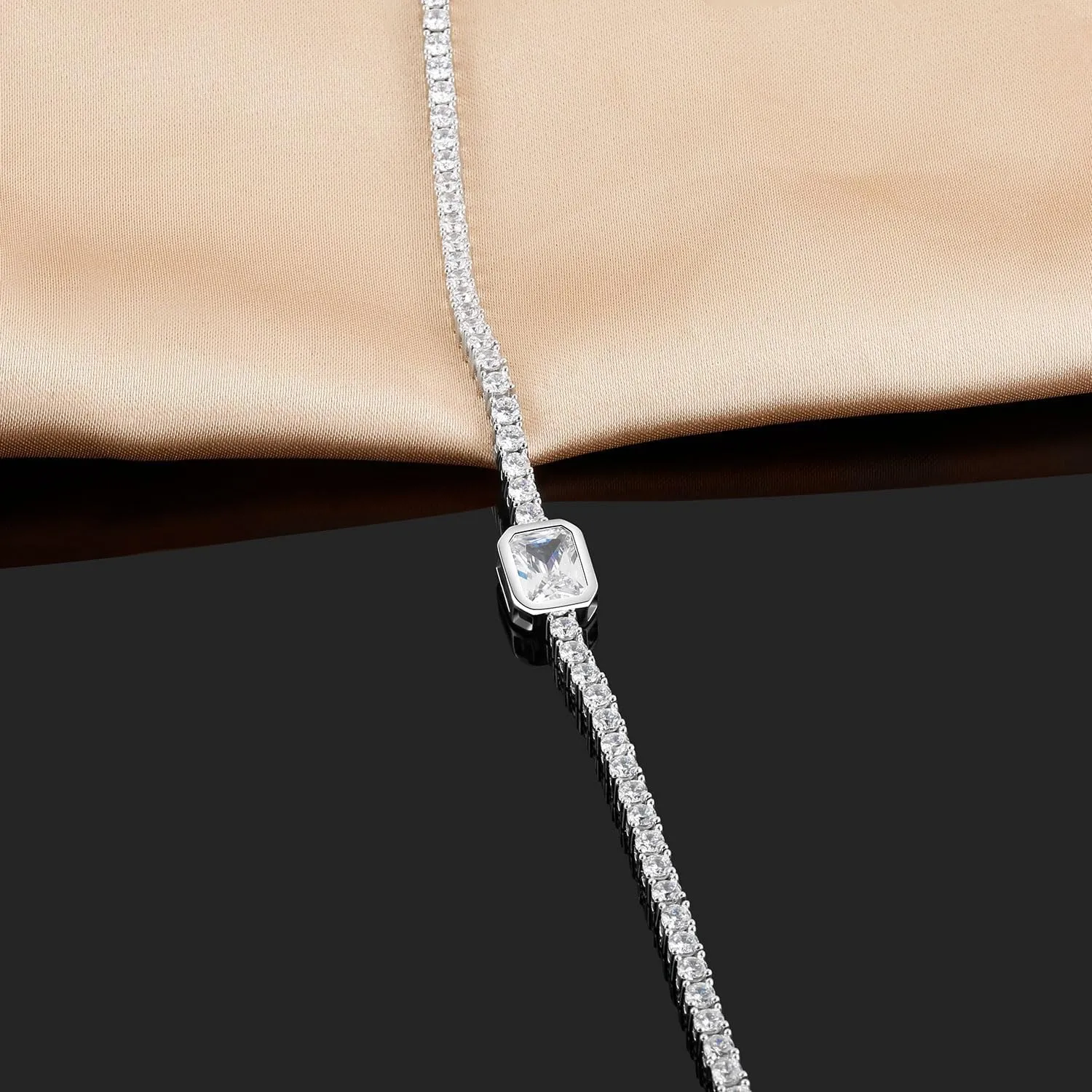 14K Gold Plated 2.5mm CZ Tennis Bracelet For Women and Men Classic Round-cut Simulated Diamond Bracelet Size 6.5-8Inch