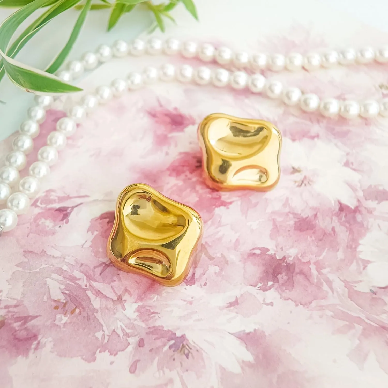 14K gold plated chunky alloy stud earrings for women trendy statement earring for jewelry gifs