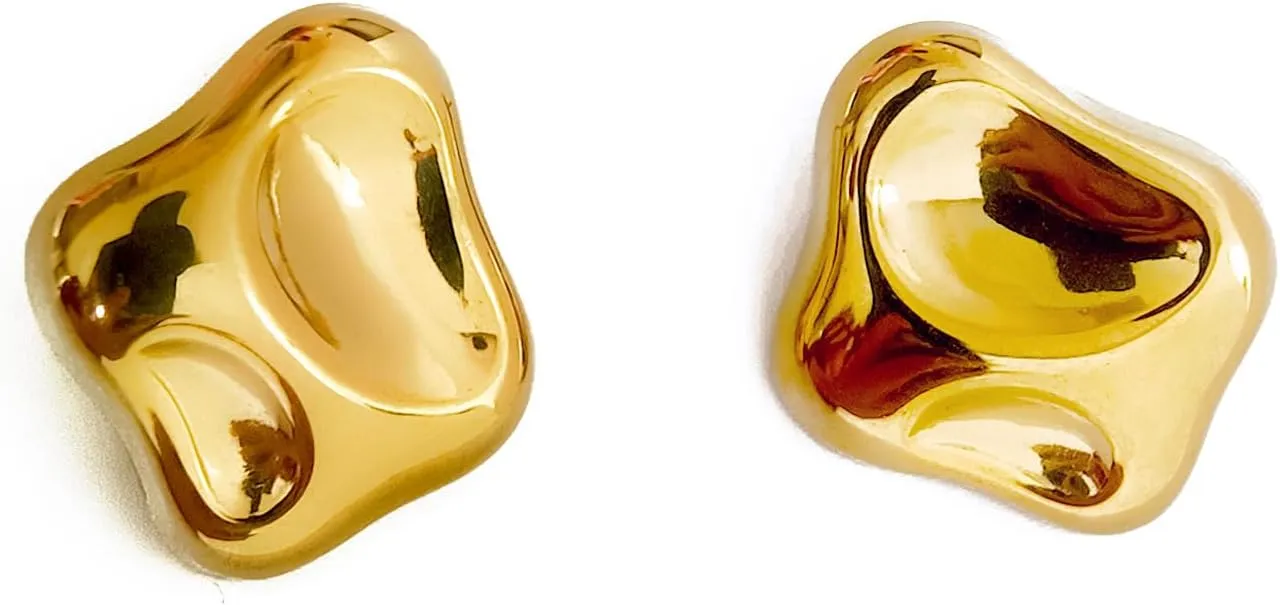 14K gold plated chunky alloy stud earrings for women trendy statement earring for jewelry gifs