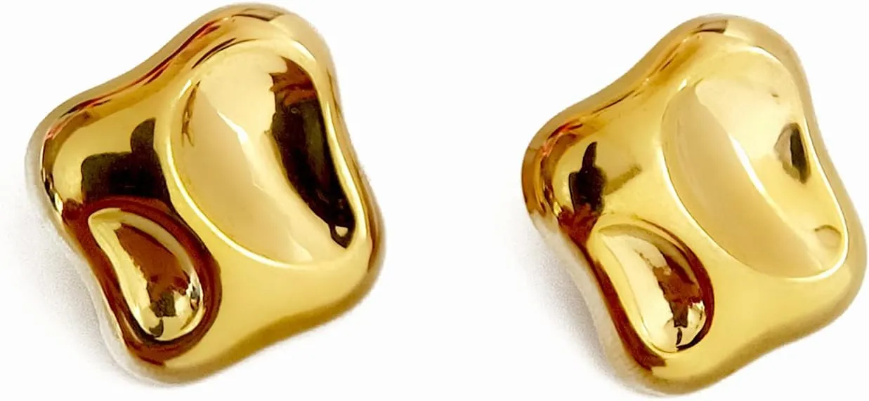14K gold plated chunky alloy stud earrings for women trendy statement earring for jewelry gifs