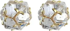 14k Gold Plated Cubic Zirconia Stud Earrings for Women, Hypoallergenic 925 Silver Posts, 0.4 Inch Small Earrings with Prong Setting, Nickel-Free