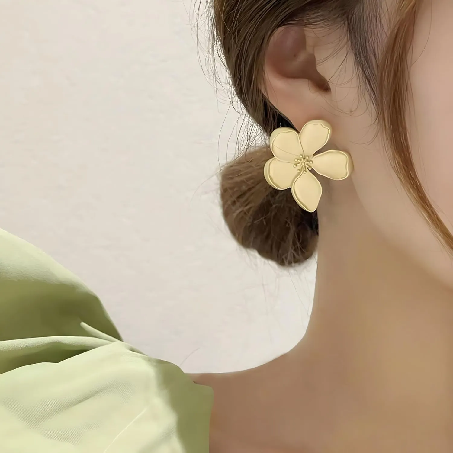 14K Gold Plated Flower Earrings for Women Large Flower Earring Flowers Statement Stud Earrings Chunky Floral Earrings Jewelry