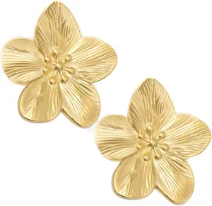 14K Gold Plated Flower Stud Earrings for Women Floral Statement Earrings Fashion Jewelry