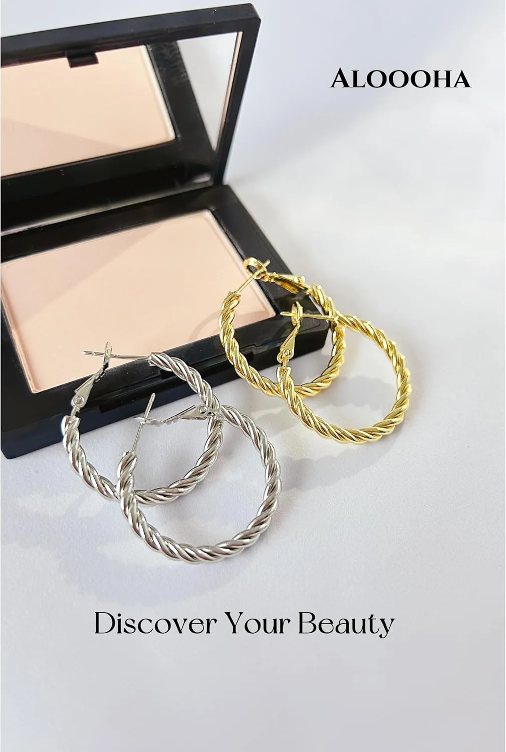 14K Gold Plated Hoop Earrings for Women,Lightweight Twisted Braided Hoop Earrings,Hypoallergenic 925 Sterling Silver Post,Trendy Design,Comfortable Daily Wear