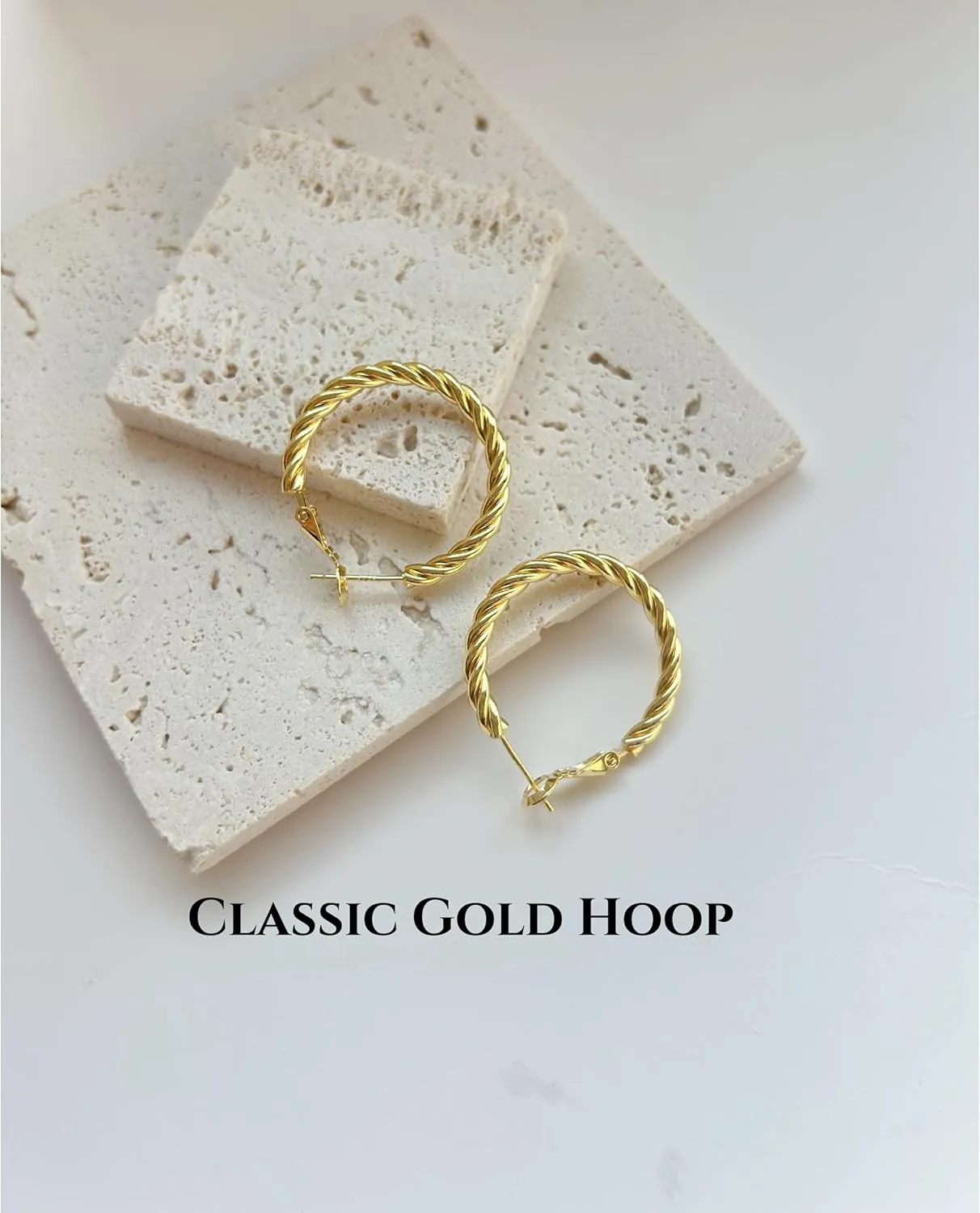 14K Gold Plated Hoop Earrings for Women,Lightweight Twisted Braided Hoop Earrings,Hypoallergenic 925 Sterling Silver Post,Trendy Design,Comfortable Daily Wear