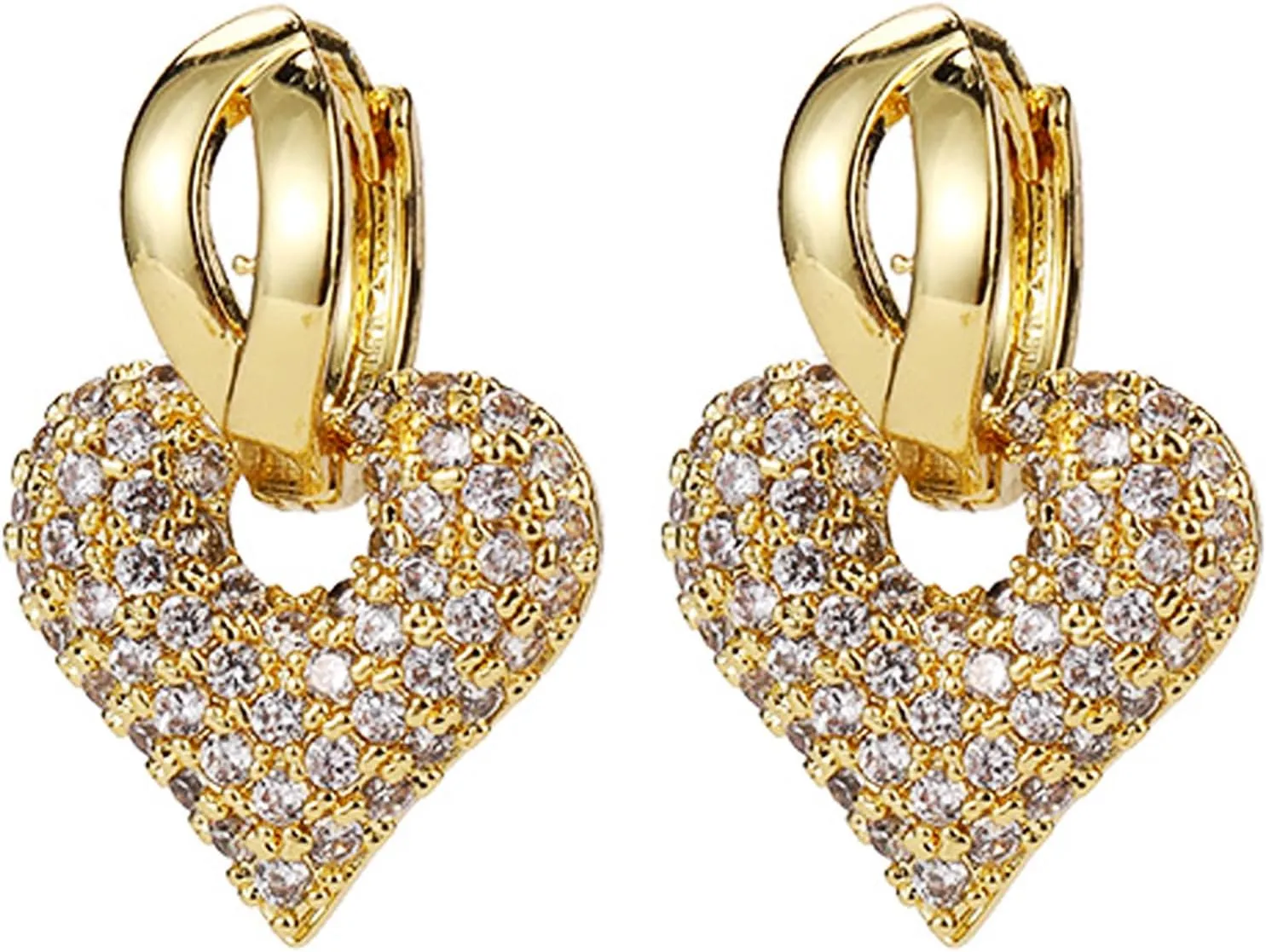 14K Gold Plated Huggie Hoop Earrings for Women Hypoallergenic Sterling Silver Post Lightweight Cubic Zircons Dangle Earrings