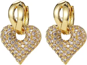 14K Gold Plated Huggie Hoop Earrings for Women Hypoallergenic Sterling Silver Post Lightweight Cubic Zircons Dangle Earrings