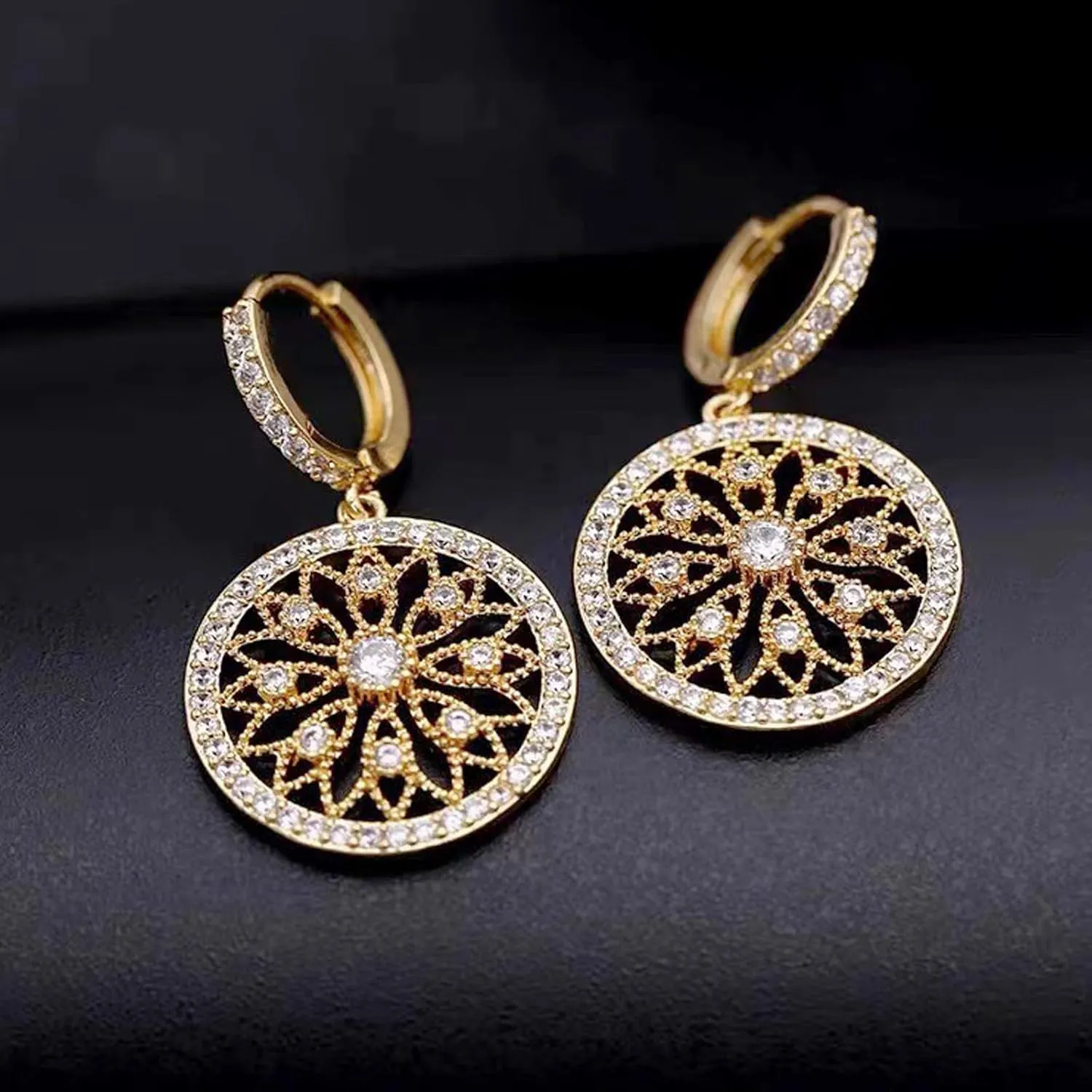 14K Gold Plated Huggie Hoop Earrings for Women Hypoallergenic Sterling Silver Post Lightweight Cubic Zircons Dangle Earrings
