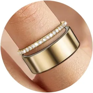 14K Gold Plated Rings Comaptible for Oura Ring 4/Gen 3 Stacking Ring, Non Tarnish Cubic Zirconia Simulated Diamond Stackable Sterling Eternity Bands for Women
