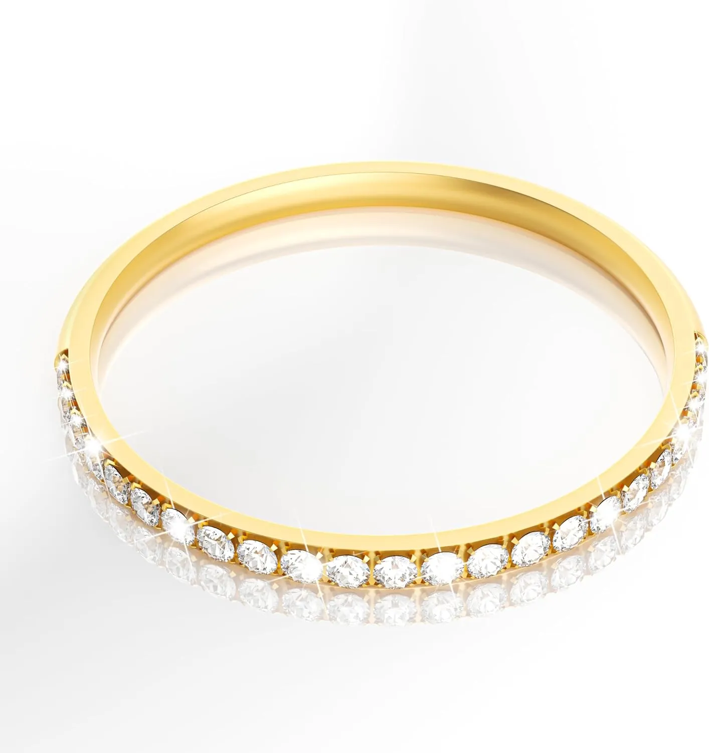14K Gold Plated Rings Comaptible for Oura Ring 4/Gen 3 Stacking Ring, Non Tarnish Cubic Zirconia Simulated Diamond Stackable Sterling Eternity Bands for Women