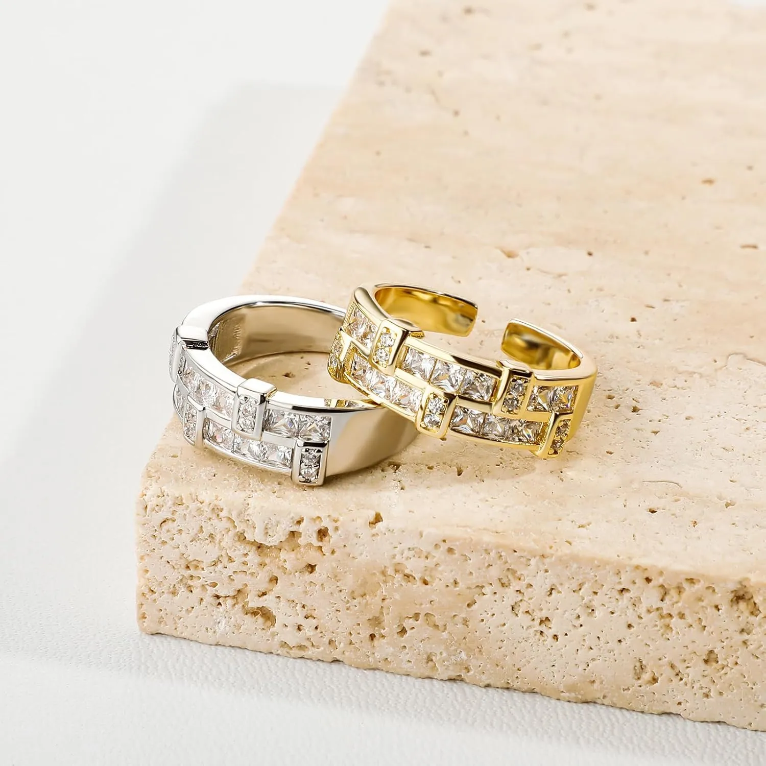 14K Gold Princess Cut Mossanite Ring, Open Couple Rings, Celebrate Your Journey Together with this Gem,Father's Day Gifts for Dad