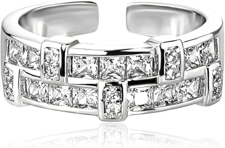 14K Gold Princess Cut Mossanite Ring, Open Couple Rings, Celebrate Your Journey Together with this Gem,Father's Day Gifts for Dad