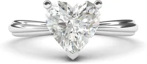 14k White Gold Simulated Heart-shaped Diamond Engagement Ring Raised Shank Promise Bridal Ring