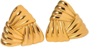 18K Gold Plated Bold Triangle Stud Earrings for Women  Vintage Statement Geometric Earrings, Pierced Ears