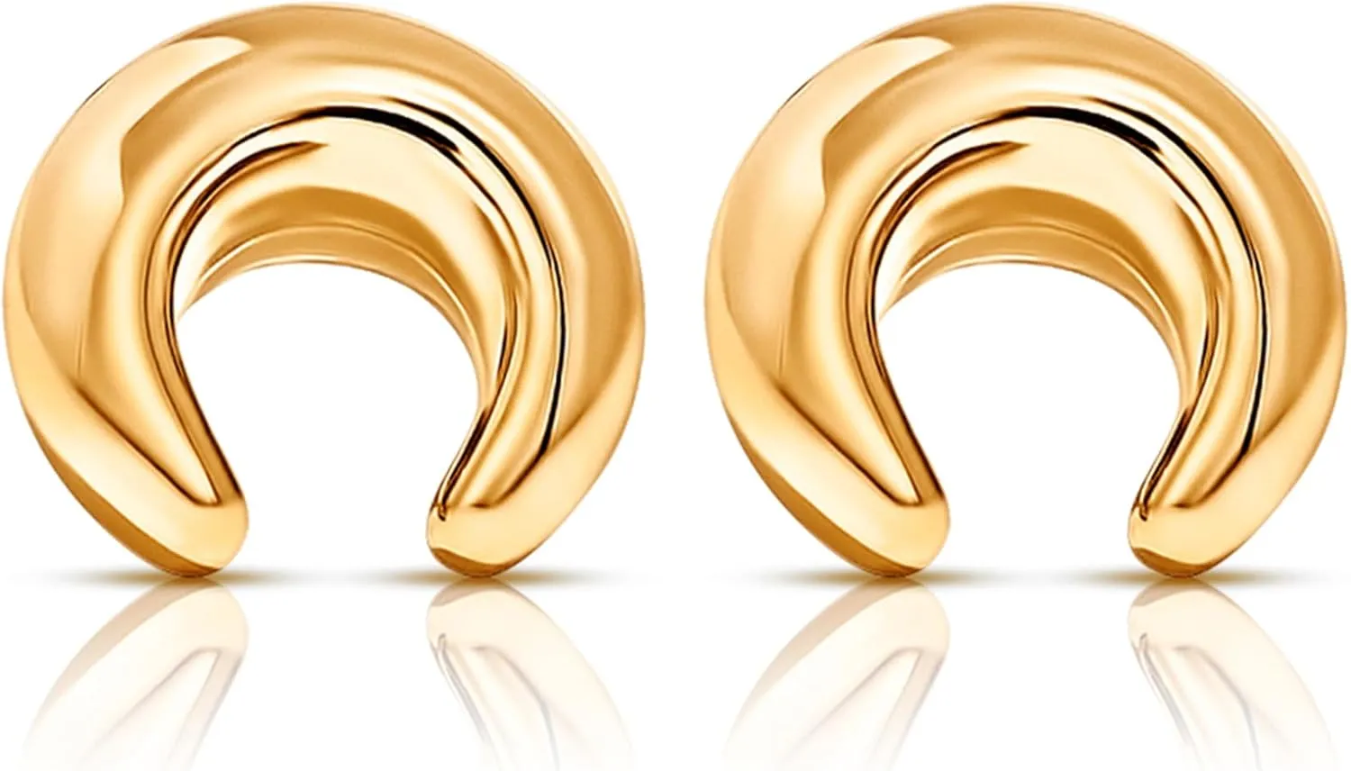 18K Gold-Plated Crescent Moon Stud Earrings for Women  Minimalist and Elegant Hypoallergenic Design, Durable Stainless Steel, Tarnish-Resistant Jewelry