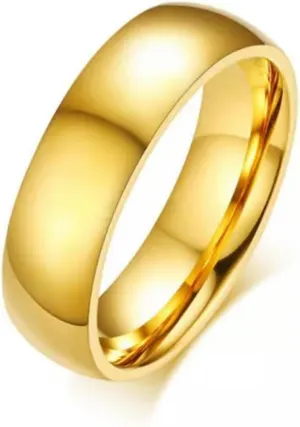 18K Gold Plated CZ Band Man Woman 316L Stainless Steel Gift Couple Rings Sz 5-13
