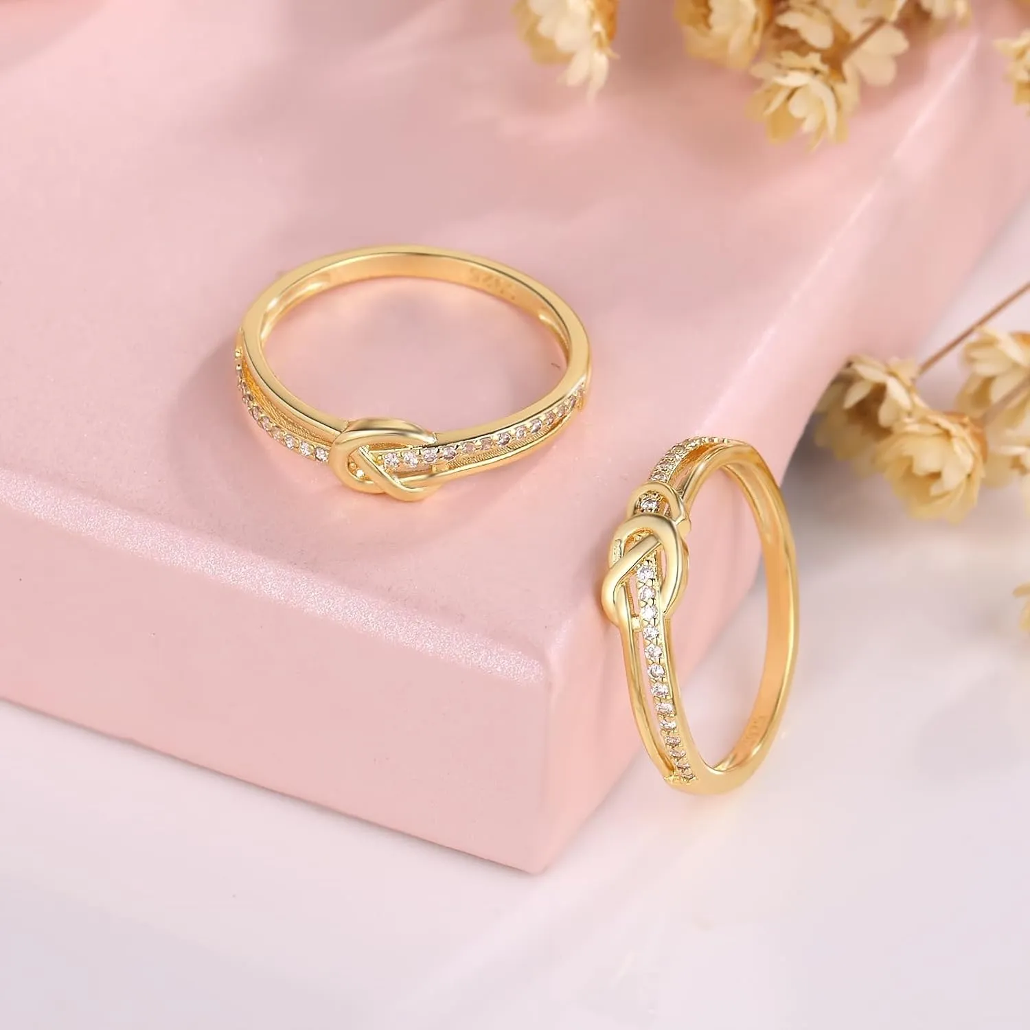 18K Gold Plated Sterling Silver Mother Daughter Rings  Double Heart Matching Promise Jewelry for Women, Gift for Mom, Daughter, Best Friend | Mother's Day Gift Jewelry