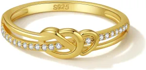 18K Gold Plated Sterling Silver Mother Daughter Rings  Double Heart Matching Promise Jewelry for Women, Gift for Mom, Daughter, Best Friend | Mother's Day Gift Jewelry