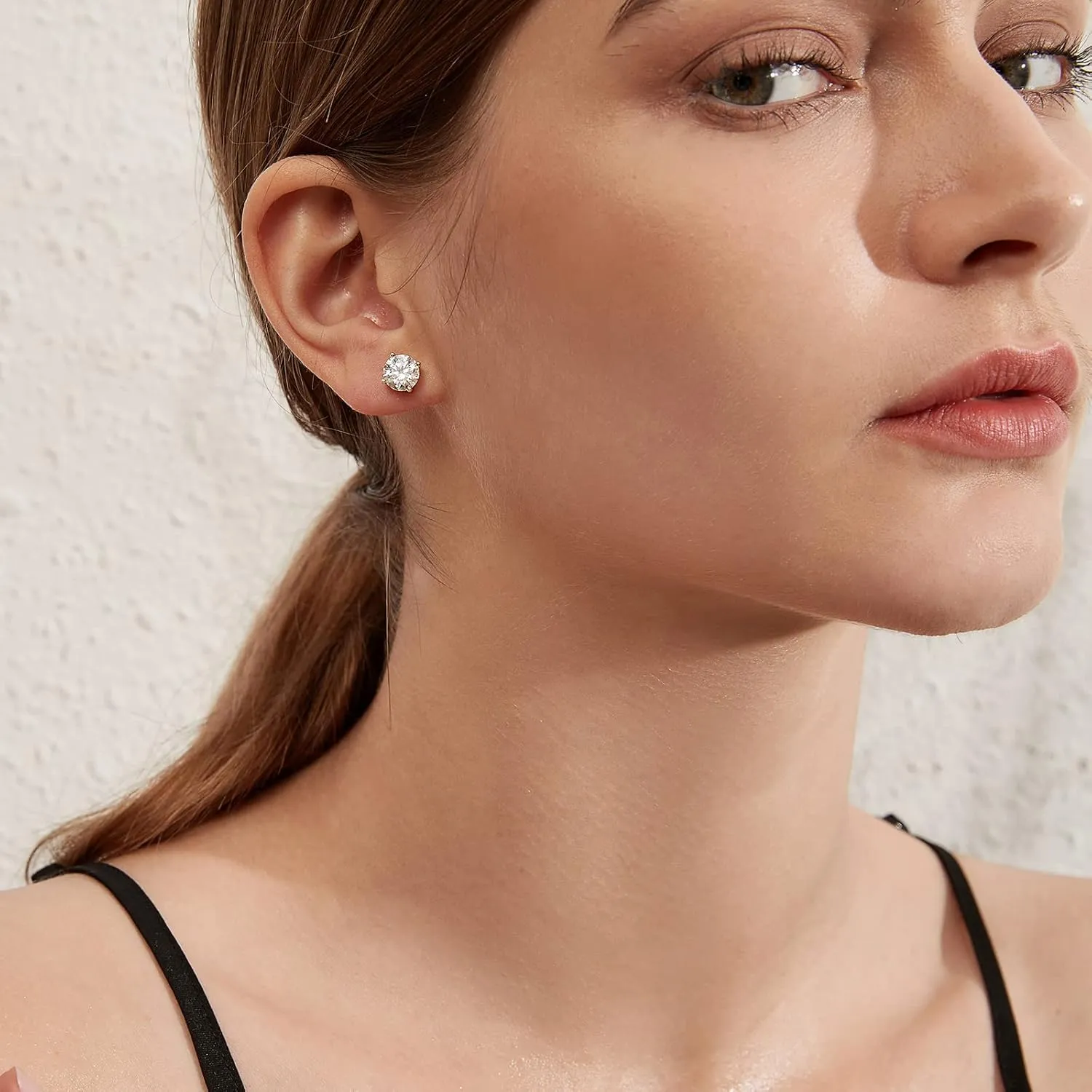 18K White Gold Plated Simulated Diamond Sparkly Round Stud Earrings 925 Sterling Silver 5A CZ Cubic Zirconia 4mm to 8mm Fine Jewelly for Women Men