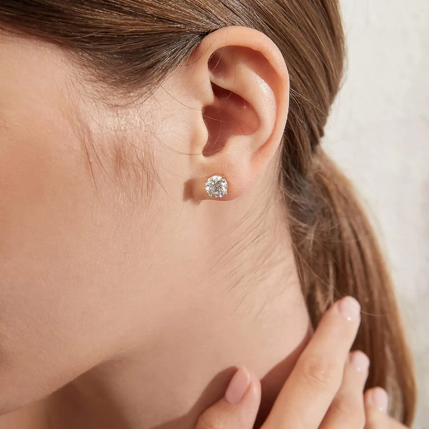 18K White Gold Plated Simulated Diamond Sparkly Round Stud Earrings 925 Sterling Silver 5A CZ Cubic Zirconia 4mm to 8mm Fine Jewelly for Women Men