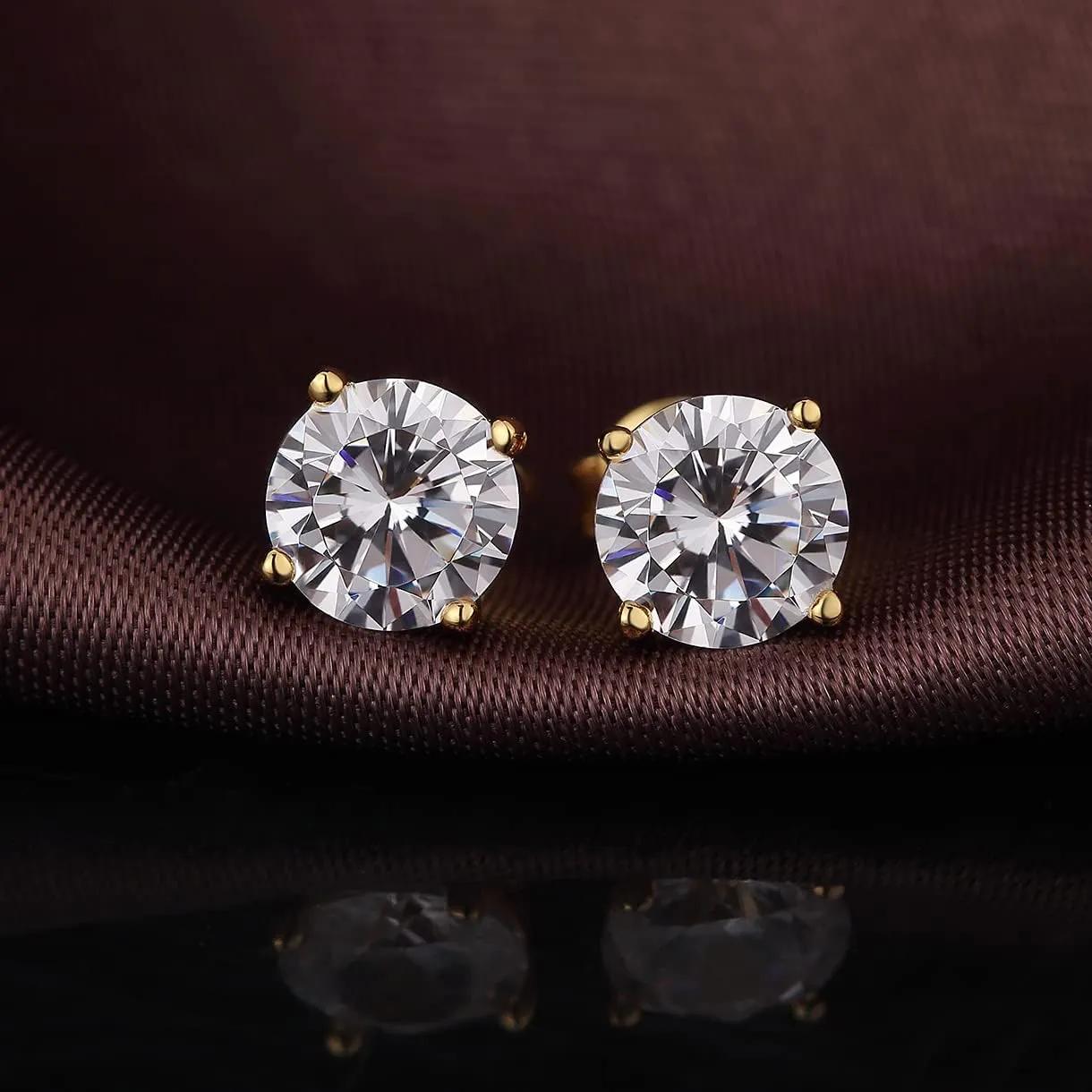 18K White Gold Plated Simulated Diamond Sparkly Round Stud Earrings 925 Sterling Silver 5A CZ Cubic Zirconia 4mm to 8mm Fine Jewelly for Women Men