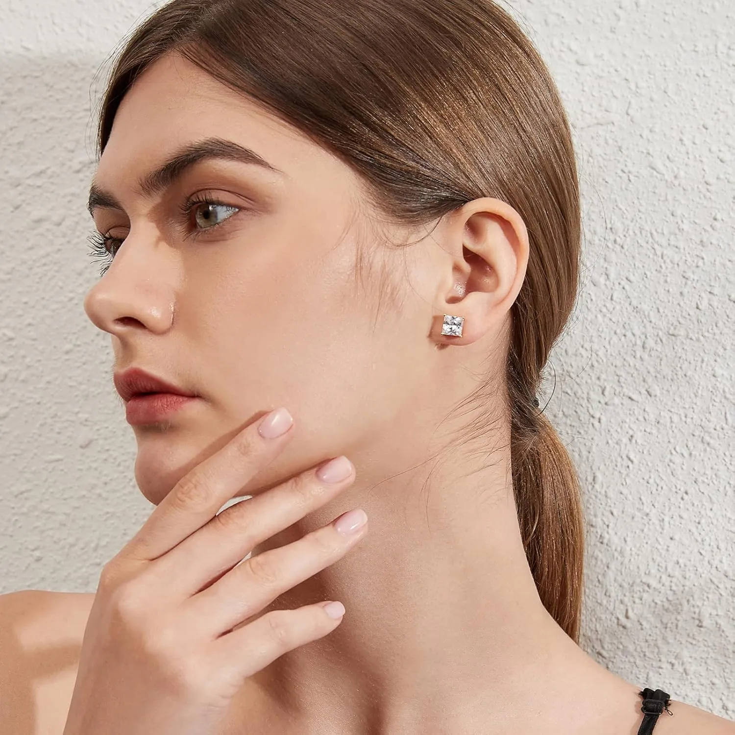 18K White Gold Plated Simulated Diamond Sparkly Round Stud Earrings 925 Sterling Silver 5A CZ Cubic Zirconia 4mm to 8mm Fine Jewelly for Women Men