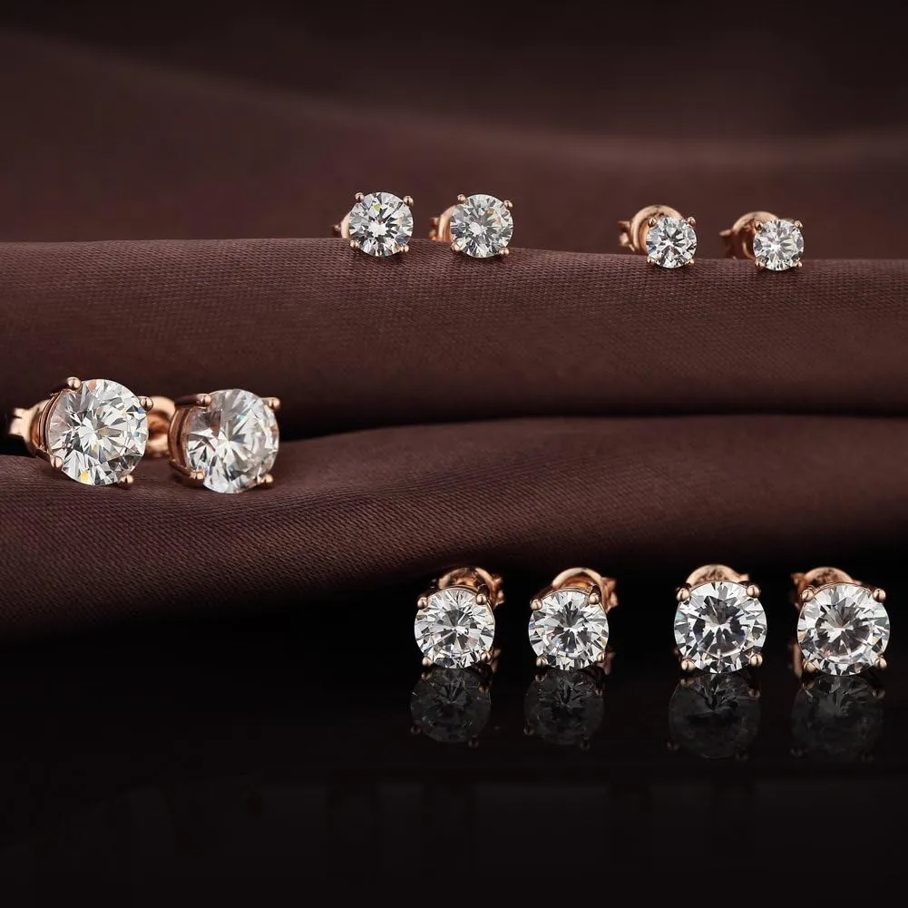 18K White Gold Plated Sparkling CZ Diamond Stud Earrings 925 Sterling Silver Cubic Zirconia Stud Earrings Hypoallergenic Simulated Diamond Stud Earrings for Women/Men 4MM-8MM