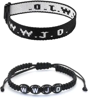 2-6Pcs WWJD Braided Rope Bracelets for Men Women What Would Jesus Do Matching Bracelet Set Inspirational Christian Gifts Adjustable WWJD Letter Religious Bracelet Elevated Faith Jewelry
